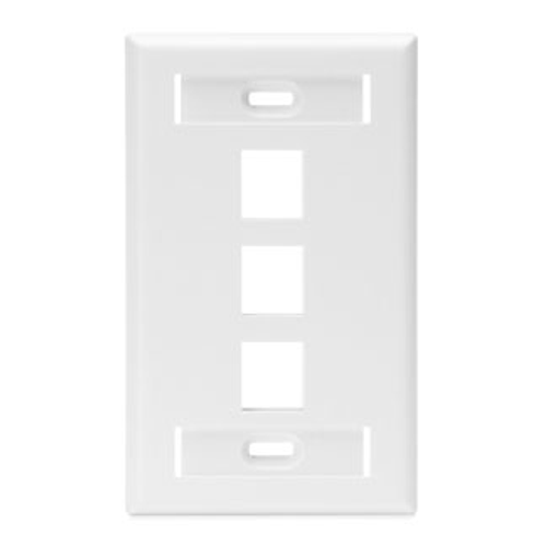Leviton 42080-3WS Single-Gang QuickPort Wallplate with ID Windows, 3-Port, White