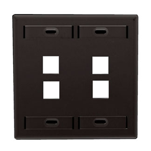 Leviton 42080-4EP Dual-Gang QuickPort Wallplate with ID Windows, 4-Port, Black