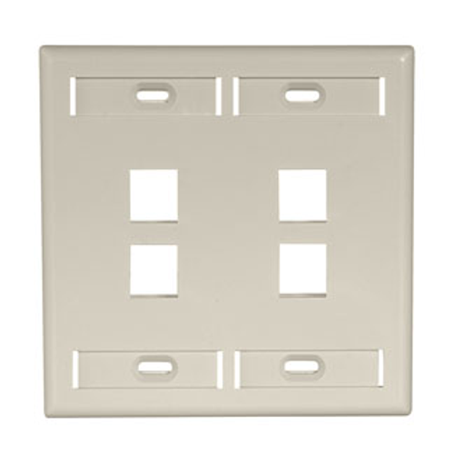 Leviton 42080-4IP Dual-Gang QuickPort Wallplate with ID Windows, 4-Port, Ivory