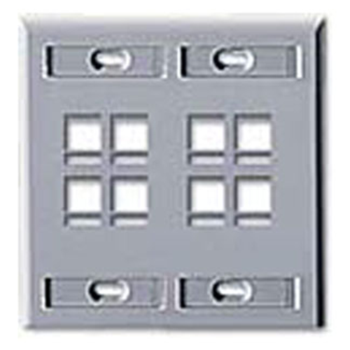 Leviton 42080-8GP Dual-Gang QuickPort Wallplate with ID Windows, 8-Port, Gray