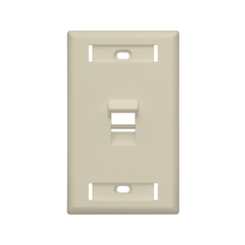 Leviton 42081-1IS Angled Single-Gang QuickPort Wallplate with ID Windows, 1-Port, Ivory
