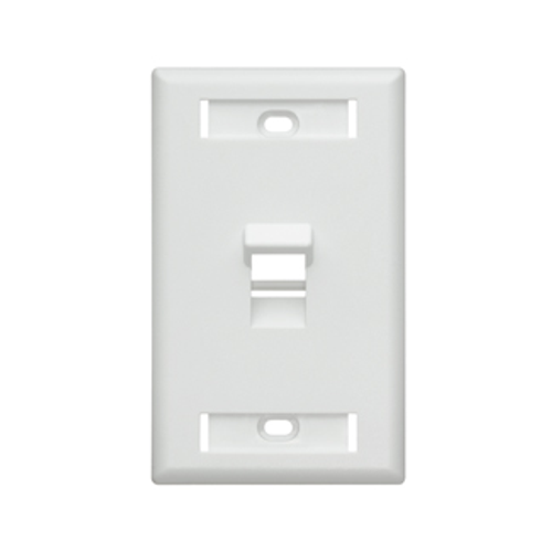 Leviton 42081-1WS Angled Single-Gang QuickPort Wallplate with ID Windows, 1-Port, White
