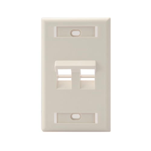 Leviton 42081-2TS Angled Single-Gang QuickPort Wallplate with ID Windows, 2-Port, Light Almond