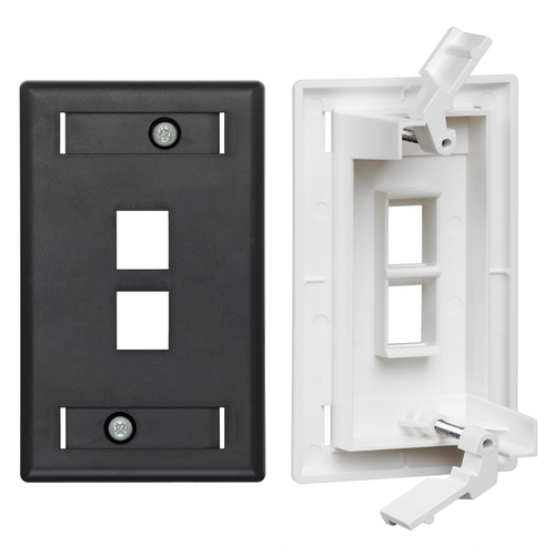 Leviton 42090-2ES DISCONTINUED - QuickPlate¨ Tempo Single-Gang Wallplate with ID Windows, 2-Port, Black