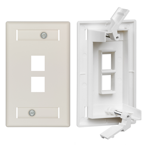 Leviton 42090-2TS DISCONTINUED - QuickPlate¨ Tempo Single-Gang Wallplate with ID Windows, 2-Port, Light Almond