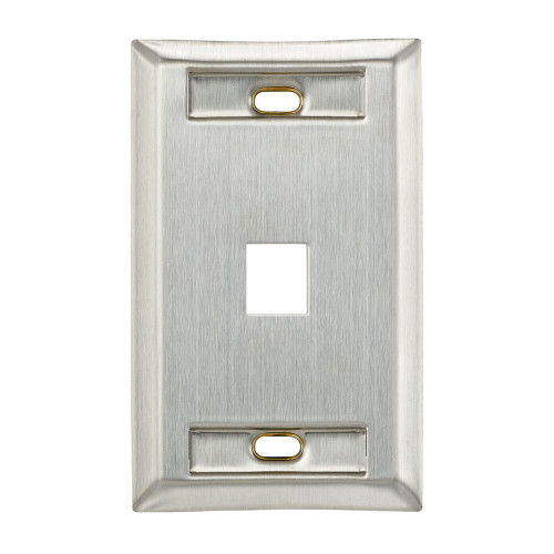 Leviton 43080-1L1 Stainless Steel QuickPort Wallplate, Single Gang, 1-Port, with ID Windows