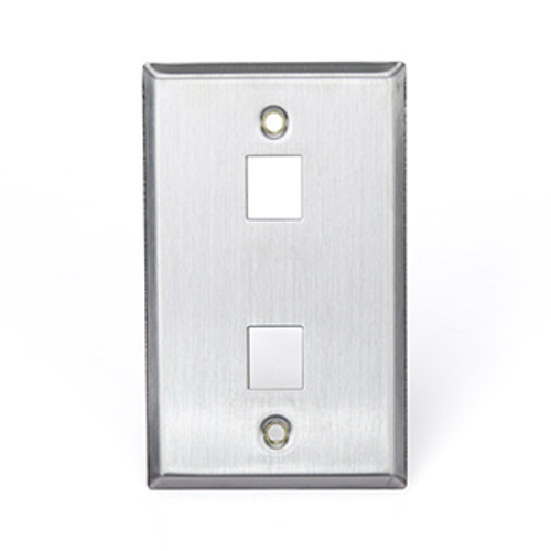 Leviton 43080-1S2 Stainless Steel QuickPort Wallplate, Single Gang, 2-Port