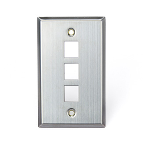 Leviton 43080-1S3 Stainless Steel QuickPort Wallplate, Single Gang, 3-Port