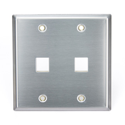 Leviton 43080-2S2 Stainless Steel QuickPort Wallplate, Dual Gang, 2-Port