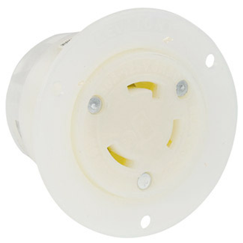 Leviton 4785-C 15 Amp, 277 Volt, NEMA L7-15R, 2P, 3W, Flanged Outlet Locking Receptacle, Industrial Grade, Grounding - WHITE
