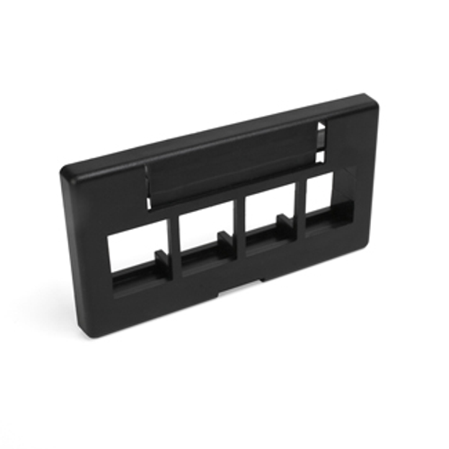Leviton 49910-SE4 QuickPort Modular Furniture Faceplate, 4-Port, Black