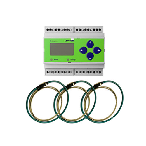 Leviton 4DUBM-24R Submeter, DIN rail mount, Universal Voltage, 3 Phase 3 Wire/4 Wire, 20A-5000A, (3) 24 Inch Rogowski Current Transformers, Electric Meter Kit