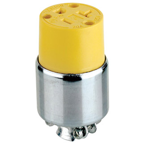 Leviton 520CA 20 Amp, 125 Volt, NEMA 5-20R, 2P, 3W, Connector, Straight Blade, Commercial Grade, Armored, Grounding - Steel