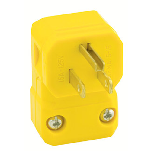 Leviton 5256-VA 15 Amp, 125 Volt, NEMA 5-15P, 2P, 3W, Plug, Straight Blade, Industrial Grade, Grounding, Python Angle - Yellow