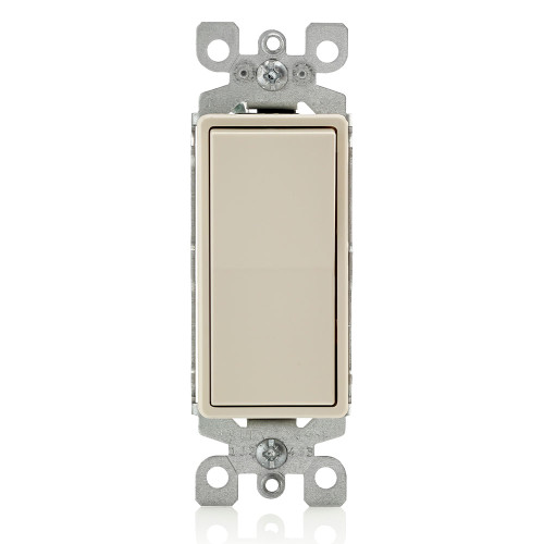 Leviton 5613-2T 15 Amp, 120/277 Volt, Decora Rocker 3-Way AC Quiet Switch, Residential Grade, Illuminated When Off, Grounding, Quickwire Push-In & Side Wired - Light Almond