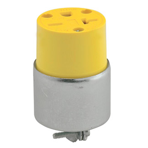 Leviton 620CA 20 Amp, 250 Volt, NEMA 6-20R, 2P, 3W, Connector, Straight Blade, Commercial Grade, Armored, Grounding - Steel