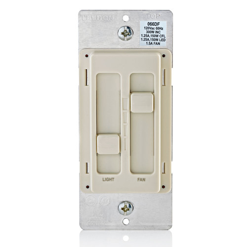 Leviton 66DF-10T SureSlide Dual Quiet Fan and Light Control