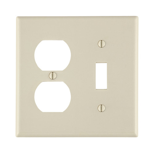 Leviton 78005 2-Gang 1-Toggle 1-Duplex Device Combination Wallplate, Standard Size, Thermoset, Device Mount - Light Almond