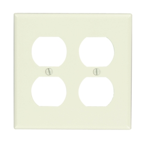 Leviton 78016 2-Gang Duplex Device Receptacle Wallplate, Standard Size, Thermoset, Device Mount - Light Almond