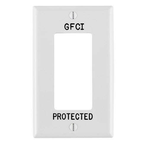 Leviton 80401-GFW 1-Gang Decora/GFCI Device Decora Wallplate, Standard Size, Thermoplastic Nylon, Device Mount, Hot Stamped GFCI Protected, Lettering Size 3/16-Inch - White