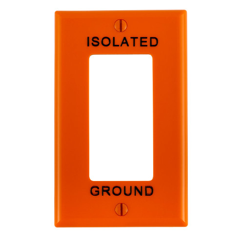 Leviton 80401-IG 1-Gang Decora/GFCI Device Decora Wallplate/Faceplate, Standard Size, Thermoplastic Nylon, Device Mount, Hot Stamped Isolated Ground, Lettering Size 3/16-Inch - Orange