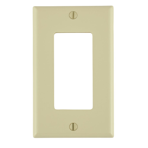 Leviton 80401-NI 1-Gang Decora/GFCI Device Decora Wallplate/Faceplate, Standard Size, Thermoplastic Nylon, Device Mount, - Ivory