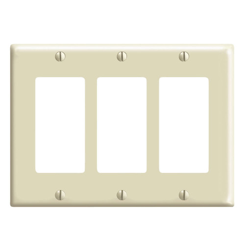 Leviton 80411-CNI 3 Gang Decora Wallplate for 347V Applications - IVORY