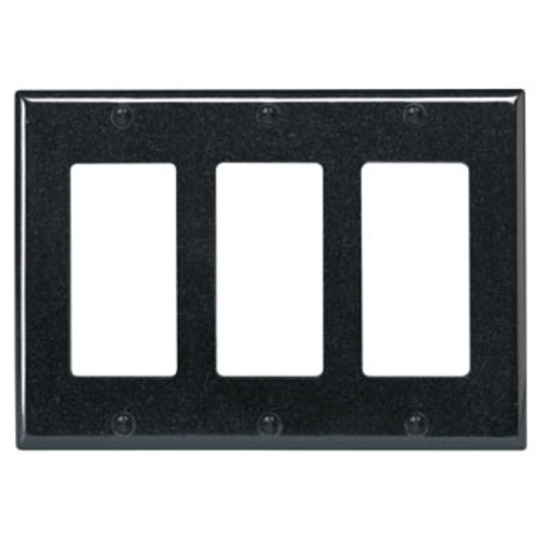 Leviton 80411-E 3-Gang Decora/GFCI Device Decora Wallplate/Faceplate, Standard Size, Thermoset, Device Mount - Black