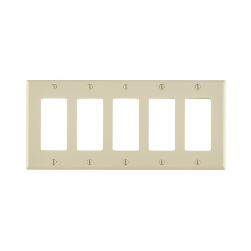 Leviton 80423-NT 5-Gang Standard Size, Nylon Wallplate/Faceplate, 5-Decora. Light Almond