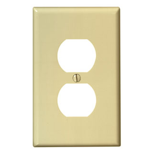 Leviton 80503-I 1-Gang Duplex Device Receptacle Wallplate, Midway Size, Thermoset, Device Mount - Ivory