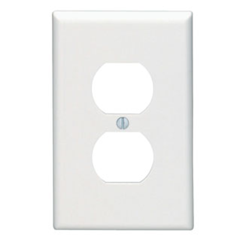 Leviton 80503-W 1-Gang Duplex Device Receptacle Wallplate, Midway Size, Thermoset, Device Mount - White