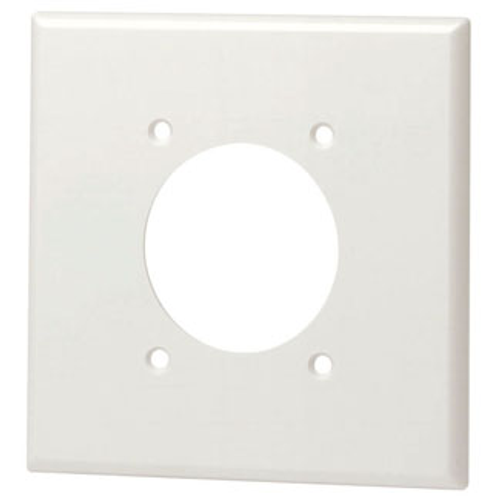 Leviton 80526-W 2-Gang Flush Mount 2.15 Inch Dia. Device Receptacle Wallplate, Standard Size, Thermoset, Device Mount - White