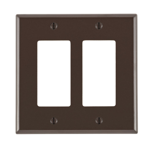 Leviton 80609 2-Gang Decora/GFCI Device Decora Wallplate/Faceplate, Midway Size, Thermoset, Device Mount - Brown