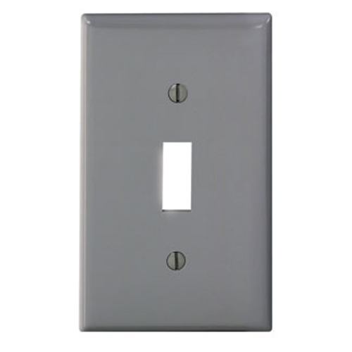 Leviton 80701-GY 1-Gang Toggle Device Switch Wallplate, Standard Size, Thermoplastic Nylon, Device Mount, - Gray
