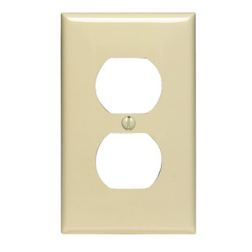 Leviton 80703-I 1-Gang Duplex Device Receptacle Wallplate, Standard Size, Thermoplastic Nylon, Device Mount, - Ivory