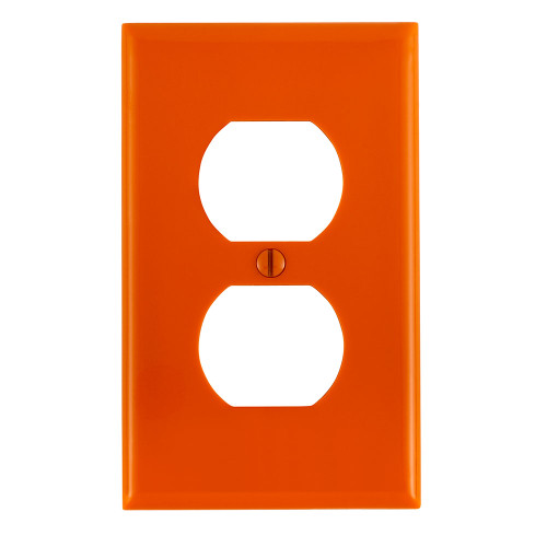 Leviton 80703-ORG 1-Gang Duplex Device Receptacle Wallplate, Standard Size, Thermoplastic Nylon, Device Mount, - Orange