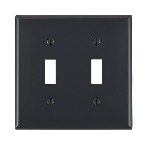 Leviton 80709-E 2-Gang Toggle Device Switch Wallplate, Standard Size, Thermoplastic Nylon, Device Mount, - Black