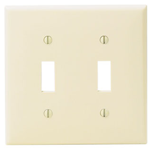 Leviton 80709-R 2-Gang Toggle Device Switch Wallplate, Standard Size, Thermoplastic Nylon, Device Mount, - Red