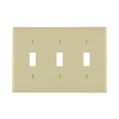 Leviton 80711-I 3-Gang Toggle Device Switch Wallplate, Standard Size, Thermoplastic Nylon, Device Mount, - Ivory