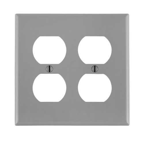 Leviton 80716-GY 2-Gang, 2-Duplex, Receptacle Wallplate, Standard Size, Thermoplastic Nylon, Device Mount. Gray