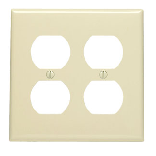 Leviton 80716-I 2-Gang, 2-Duplex, Receptacle Wallplate, Standard Size, Thermoplastic Nylon, Device Mount. Ivory