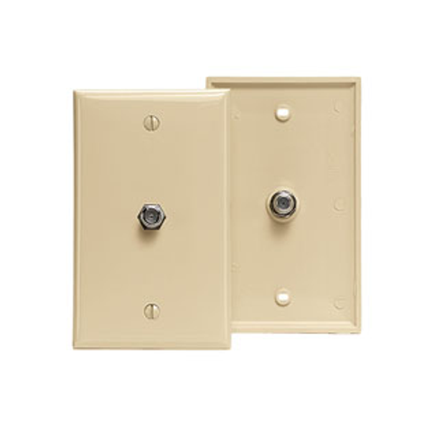 Leviton 80781-I Standard Video Wall Jack with one F-Connector, Ivory