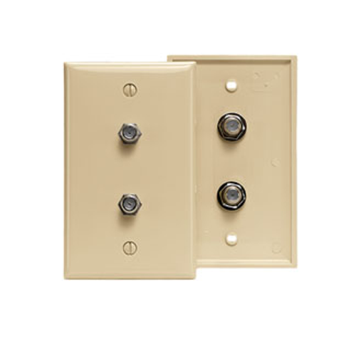 Leviton 80782-T Standard Video Wall Jack with two F-Connectors, Light Almond
