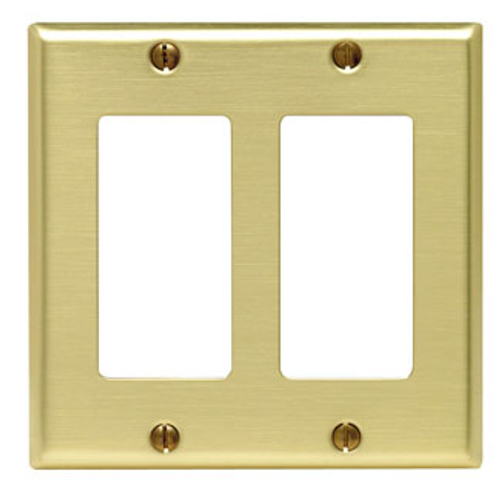 Leviton 81409 2-Gang Decora/GFCI Device Decora Wallplate/Faceplate, Standard Size, Brass, Device Mount, - Brass