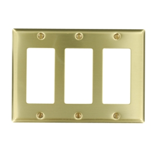 Leviton 81411 3-Gang Decora/GFCI Device Decora Wallplate/Faceplate, Standard Size, Brass, Device Mount, - Brass