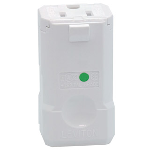 Leviton 8259-V 15 Amp, 125 Volt, NEMA 5-15R, 2P, 3W, Connector, Straight Blade, Hospital Grade, Grounding, Python - White