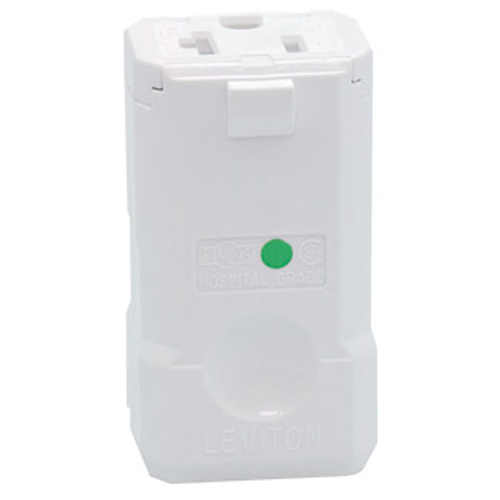 Leviton 8359-V 20 Amp, 125 Volt, NEMA 5-20R, 2P, 3W, Connector, Straight Blade, Hospital Grade, Grounding, Python - White
