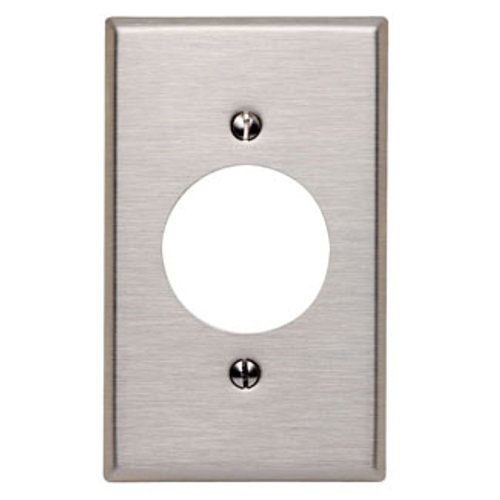 Leviton 84020-40 1-Gang Locking 1.60 Inch Dia. Device Receptacle Wallplate, Standard Size, 302 Stainless Steel, Device Mount, - Stainless Steel