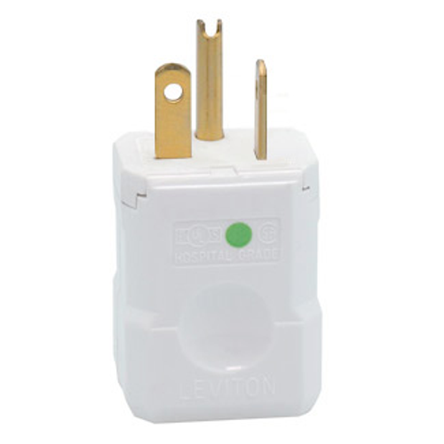 Leviton 8456-V 20 Amp, 250 Volt, NEMA 6-20P, 2P, 3W, Plug, Straight Blade, Hospital Grade, Grounding, Python - White