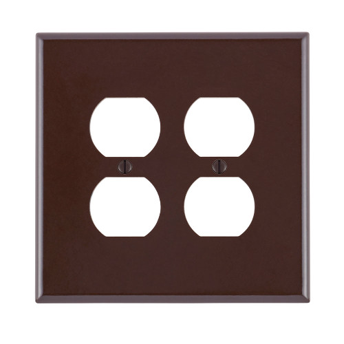 Leviton 85116 2-Gang Duplex Device Receptacle Wallplate, Oversized, Thermoset, Device Mount - Brown